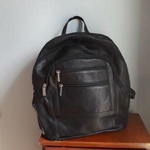 NWT Black Leather Backpack with Adjustable Straps